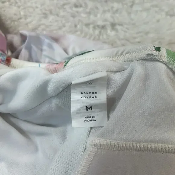 LC Lauren Conrad flirty ruffle floral print one piece swimsuit, med - Picture 7 of 8